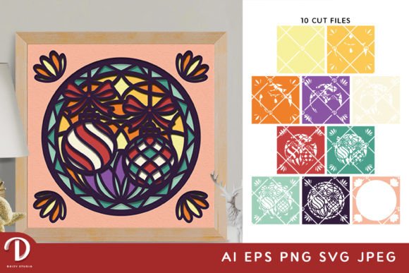 Stained Glass Christmas Bauble 3D SVG
