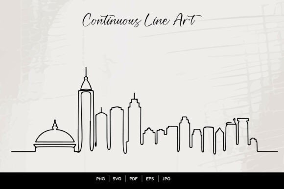 New York City Continuous Line Art Skylin