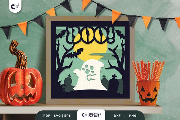 3D Ghost Layered Papercut SVG