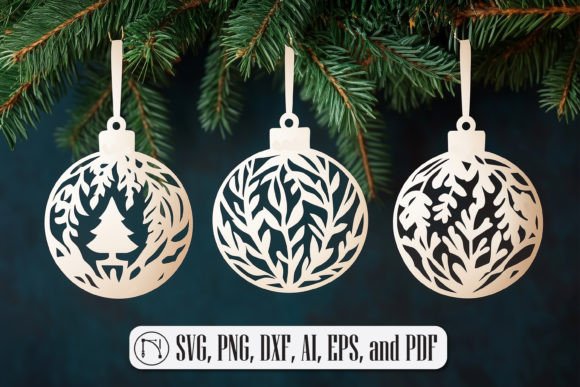 Paper-Cut Christmas Balls SVG Cut File