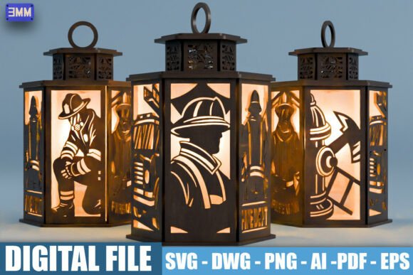 3D Firefighter Lantern SVG DXF File