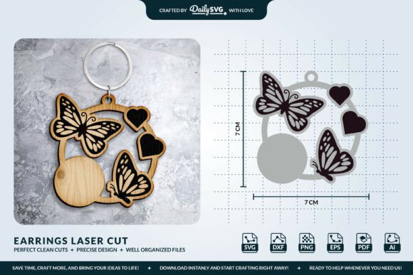 Butterfly Keychain Laser Cut Template - Download Now