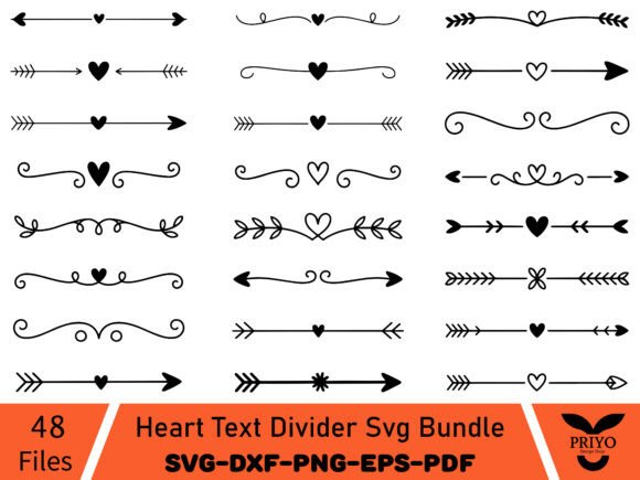 Heart Text Divider Svg Bundle - Download Now