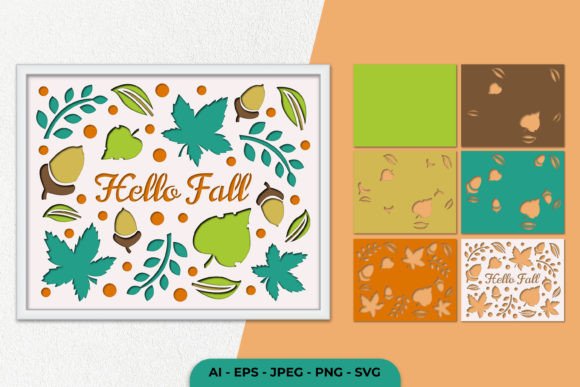 3D Hello Fall Layered Papercut