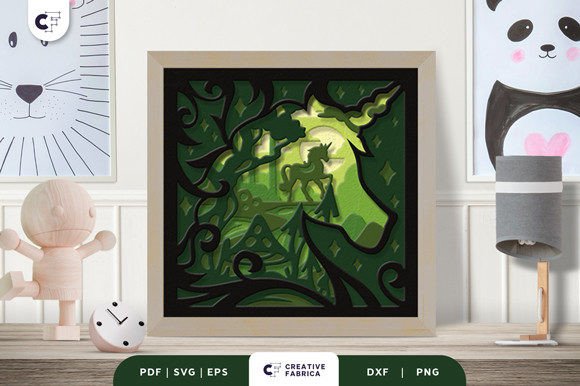 Unicorn 3d Shadow Box Paper Cut