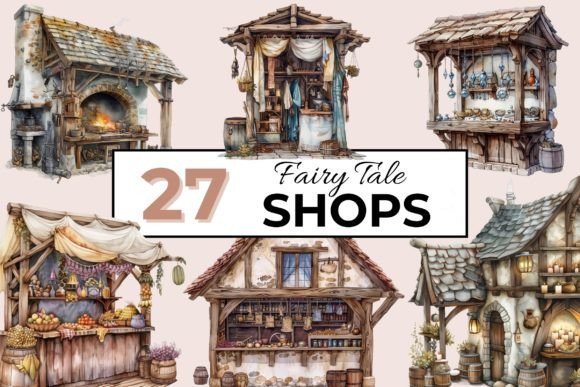 Fairy Tale Village Shops Clipart Bundle - Download Now