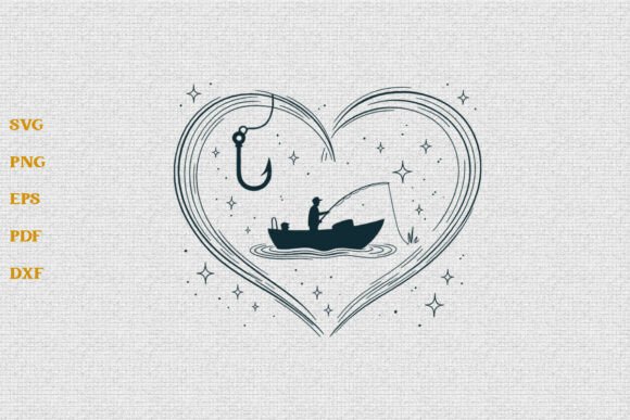 Fishing Lover Heart SVG Fisherman SVG