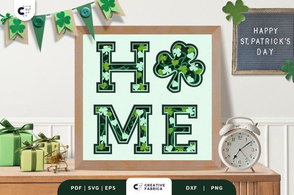 HOME St. Patricks 3D Shadow Box SVG