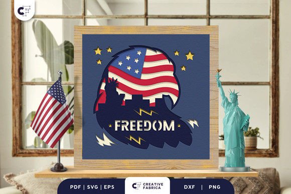 Patriotic Eagle Light Box Papercut SVG