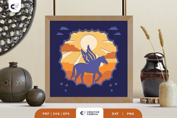 Horse Memorial 3D Shadow Box SVG