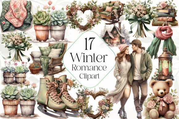 Winter Romance Clipart Bundle