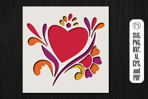 3D Heart Shadow Box SVG Cut File