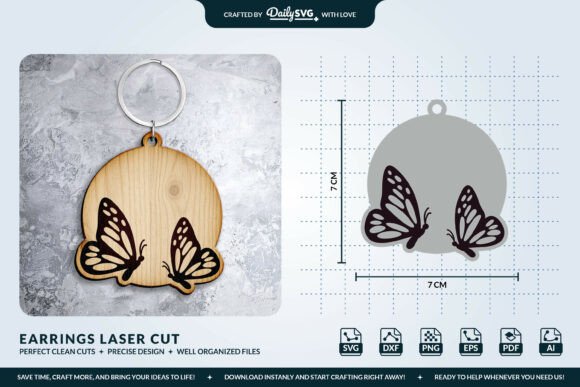 Butterfly Keychain Laser Cut Template