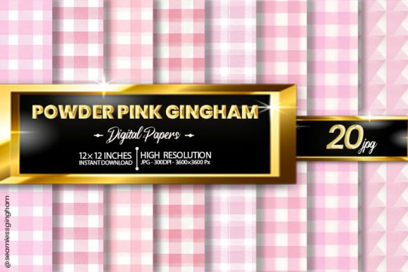 Powder Pink Gingham Digital Papers