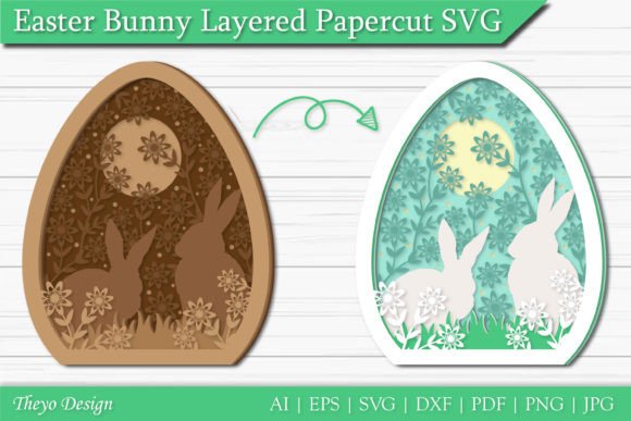 Easter Bunny Layered Papercut SVG