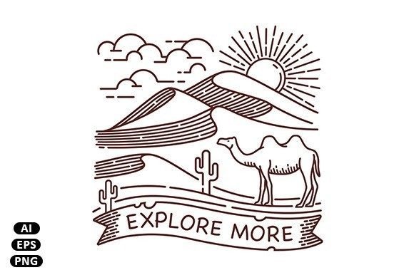 Sahara Desert Line Illustration