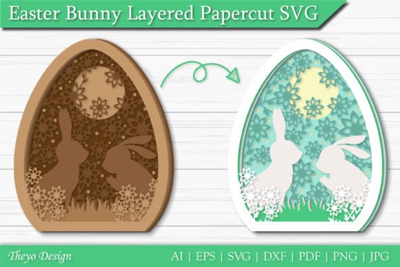 Easter Bunny Layered Papercut SVG