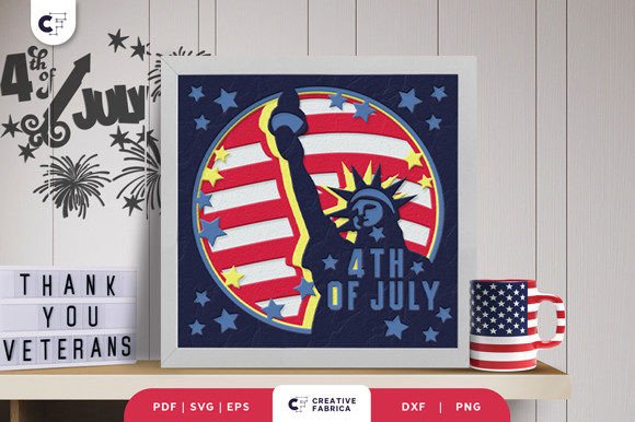 Happy 4th of July Shadow Box Paper Cut