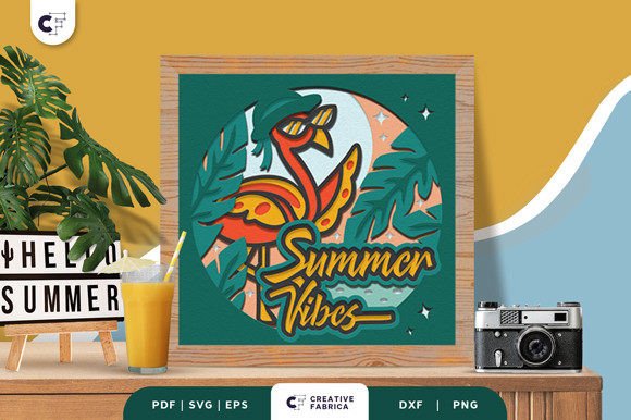 Flamingo in the Summer 3D Shadow Box