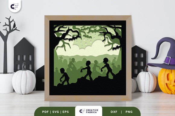 Scary Graveyard Shadow Box SVG