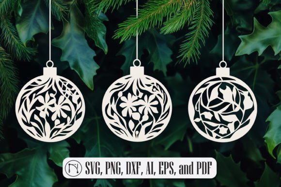 Paper-Cut Christmas Balls SVG Cut File