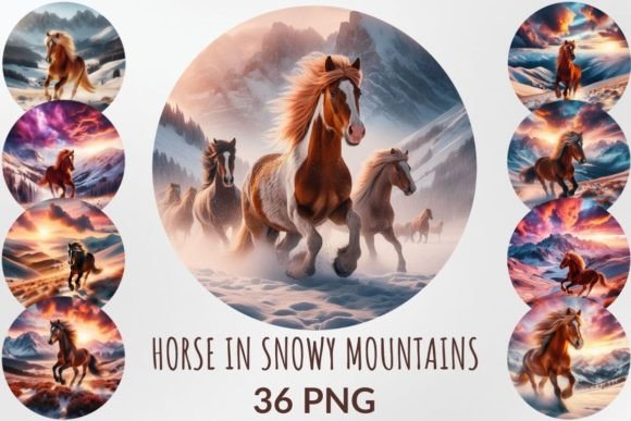 Horse Run Through Snowy Mountains Bundle