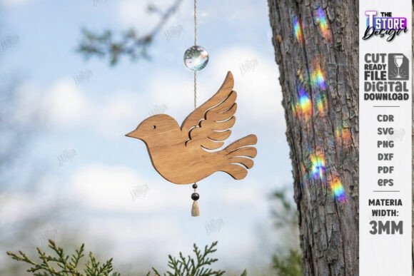Flying Bird Wood Ornament Laser Cut |CNC - Download Now