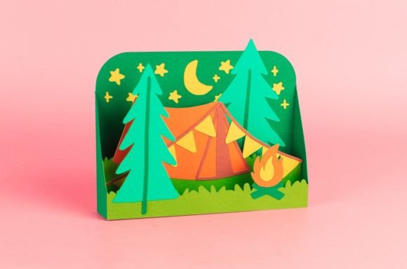 Summer Camping Tent Box Card