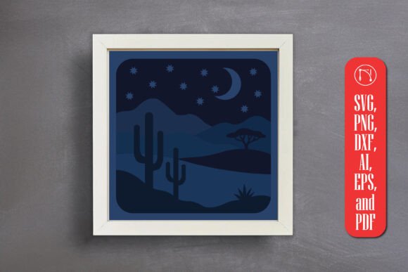 Boho Landscape Paper Cut Shadow Box SVG