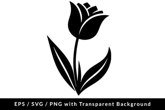 Tulip Flower with Leaves SVG EPS PNG