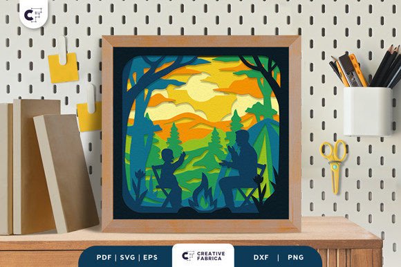 Camping with Dad 3D Shadow Box SVG