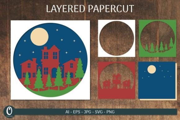Christmas Layered Paper Cut Card SVG