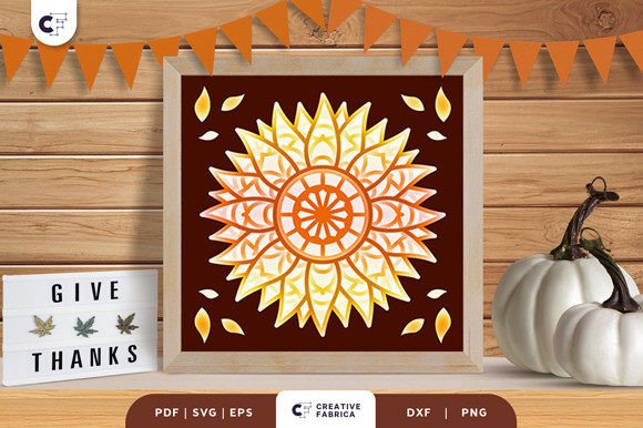 Fall Sunflower Mandala Paper Cutting SVG