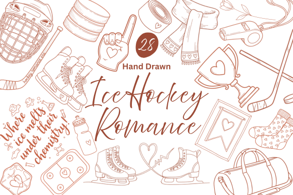 Hand Drawn Ice Hockey Romance Clipart