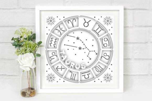 Taurus Shadow Box Svg, Zodiac Taurus Svg