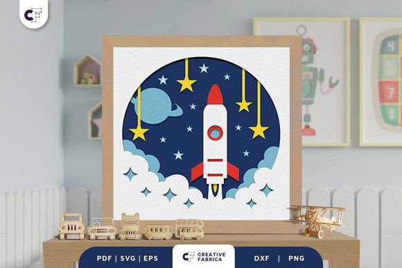 Outer Space Planets 3D Paper Cut SVG