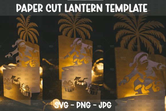 Summer Christmas Paper Cut Lantern SVG