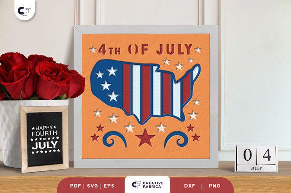 4th of July Shadow Box Paper Cut